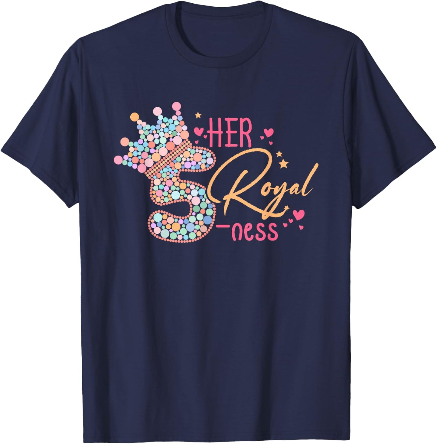 5th Birthday Her Royal Five-ness 5 Years Old Toddler T-Shirt - T-Shirt | Navy