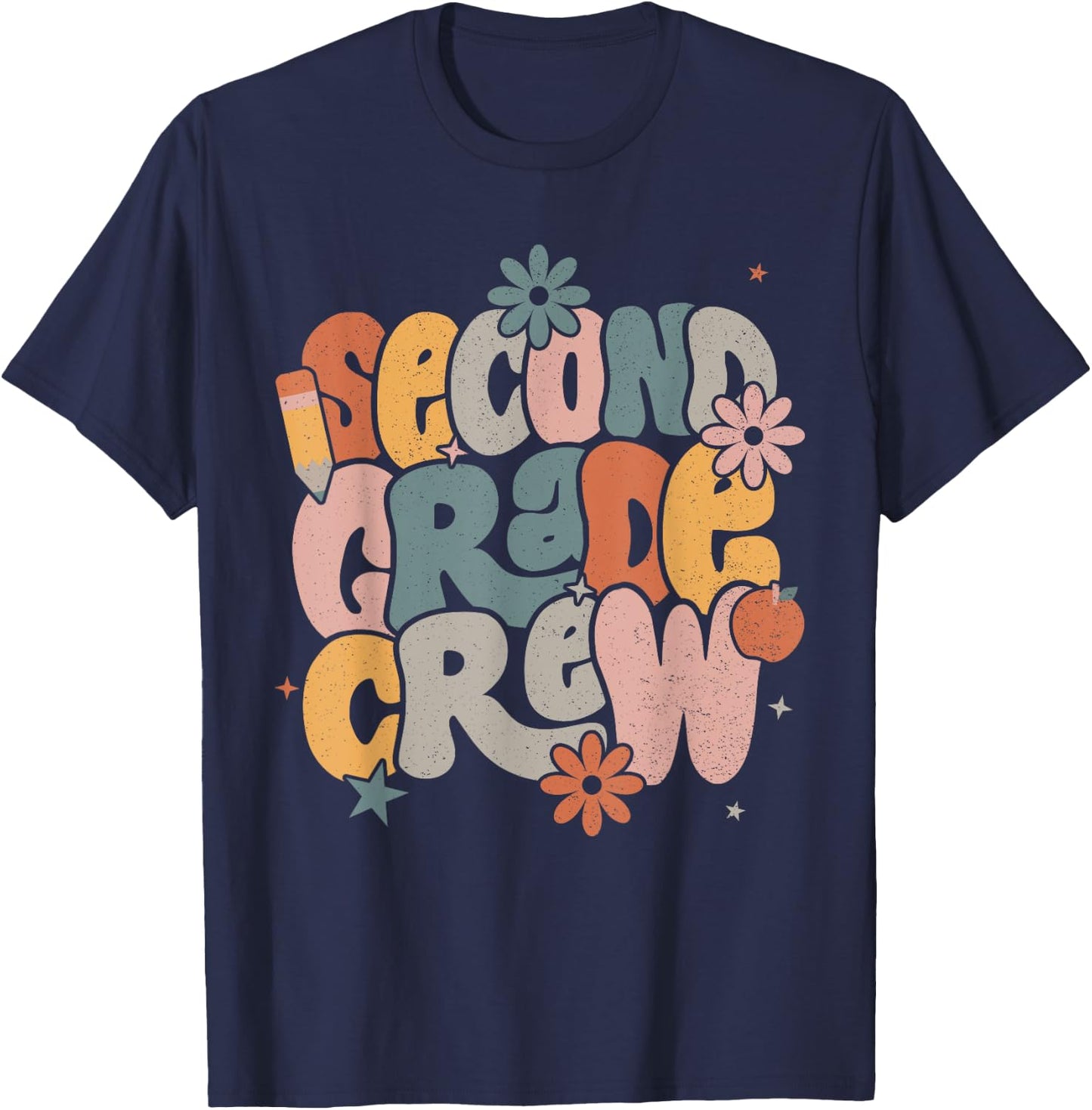 Back To School Second Grade Crew 2nd Grade Teacher Men Women Kids T-Shirt - T-Shirt | Navy