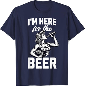 Funny Football Tailgate Women I'm Just Here For The Beer T-Shirt - T-Shirt | Navy