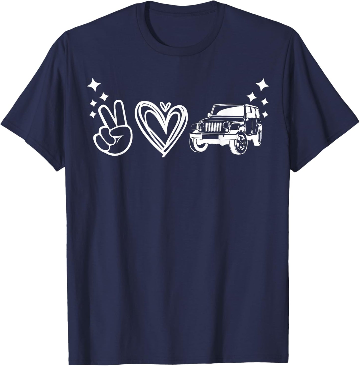 Peace Love Offroad , Nature Lover 4WD Off-Roading T-Shirt - T-Shirt | Navy