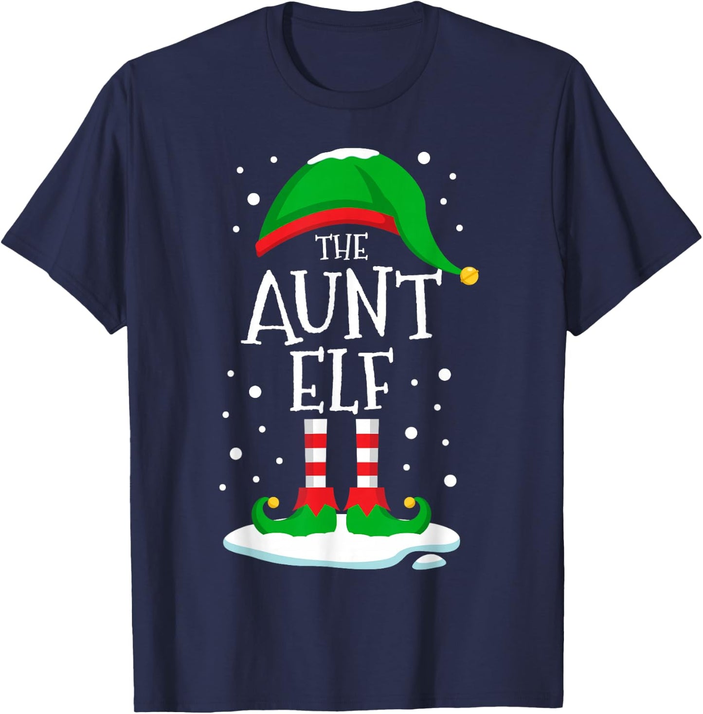 The Aunt Elf Christmas Family Matching Xmas Auntie Funny T-Shirt - T-Shirt | Navy