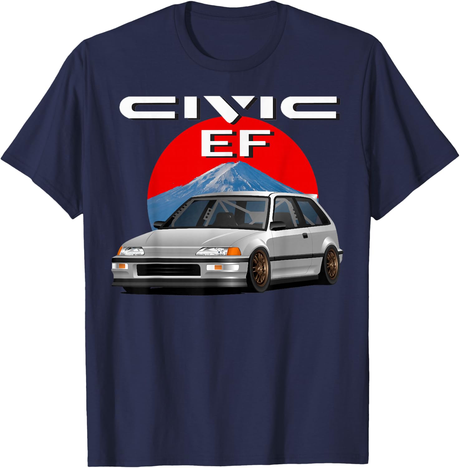 ef civic Japanese car , Small, Black T-Shirt - T-Shirt | Navy