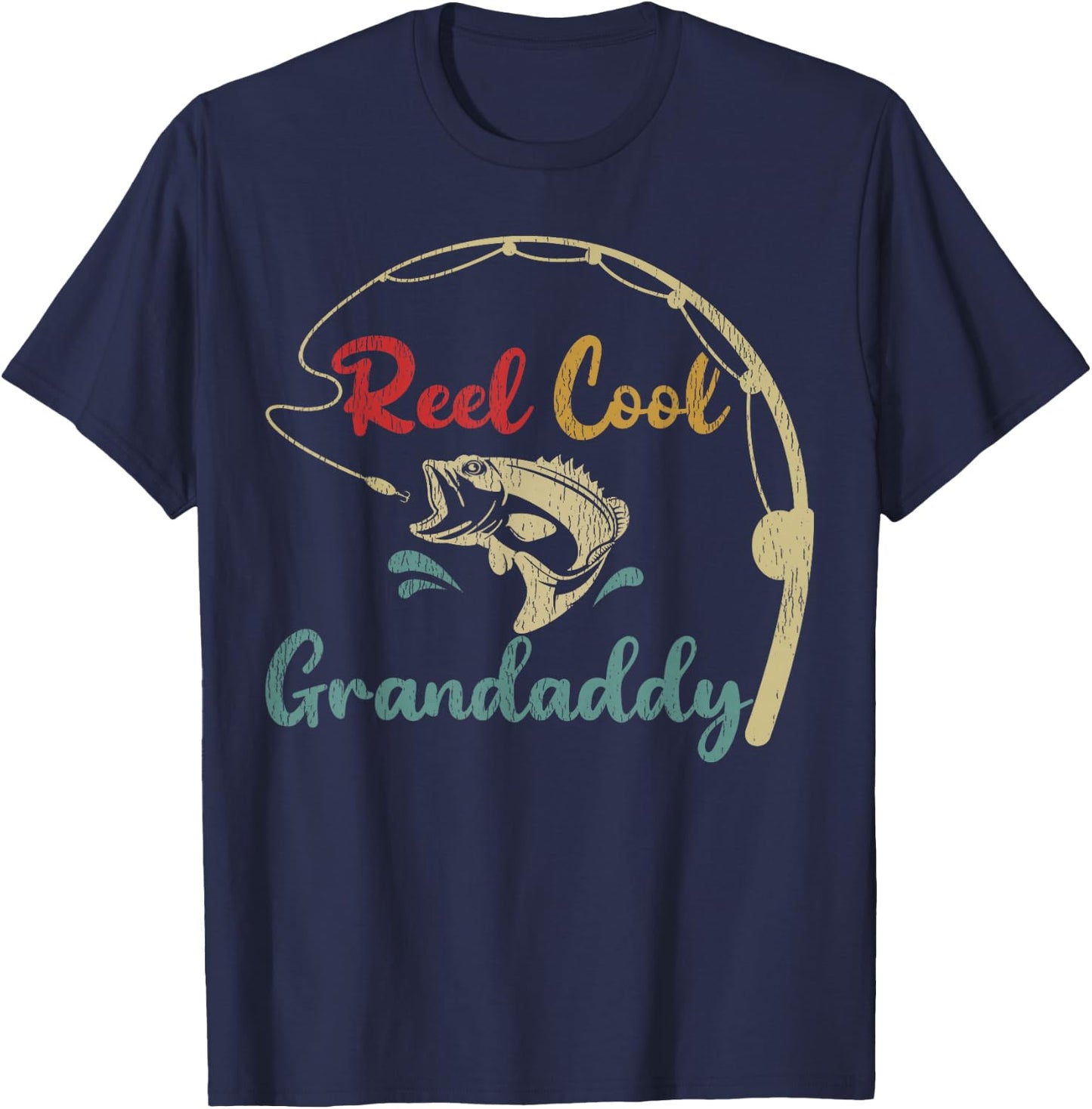 Fisherman Grandaddy Funny Reel Cool Grandaddy Fishing T-Shirt - T-Shirt | Navy