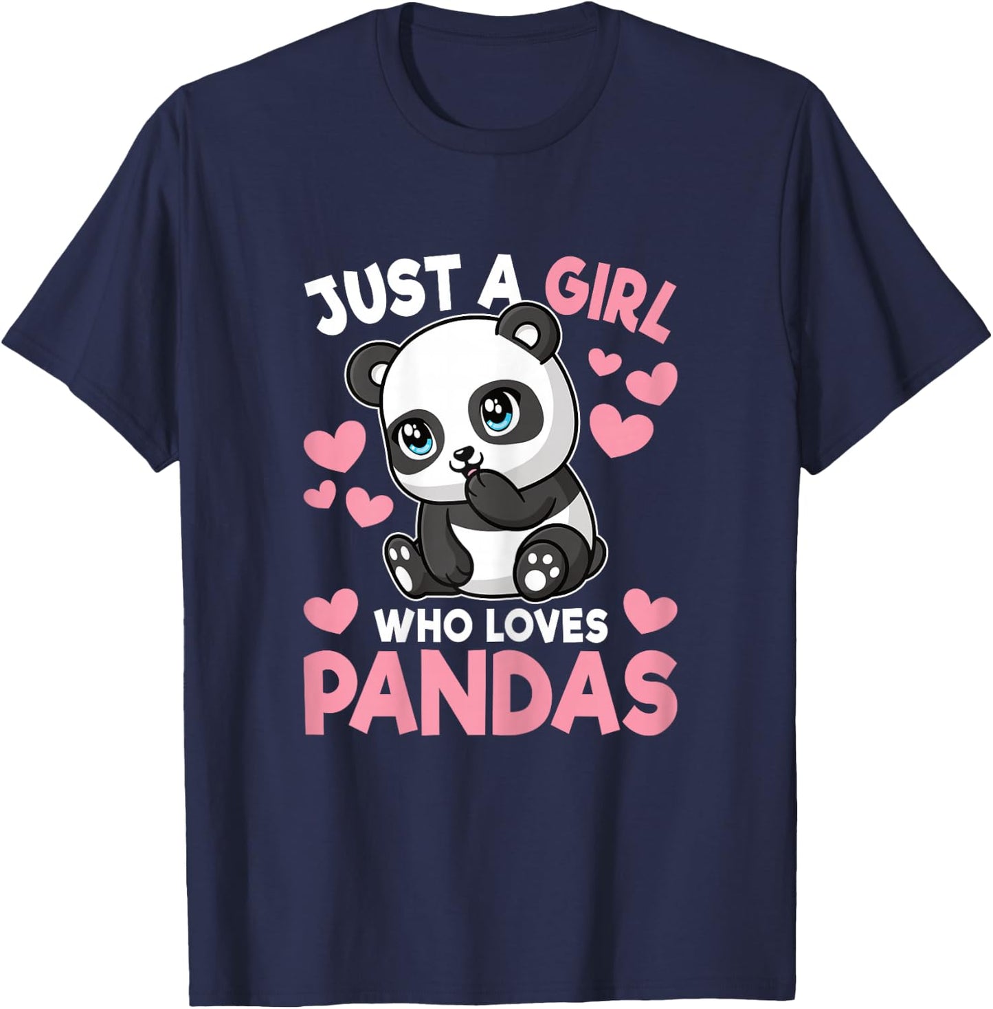 Just A Girl Who Loves Pandas Cute Panda Girls Kids Toddlers T-Shirt - T-Shirt | Navy