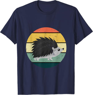 Retro Hedgehog Vintage Hedgehogs Cute Forest Animal Lover T-Shirt - T-Shirt | Navy