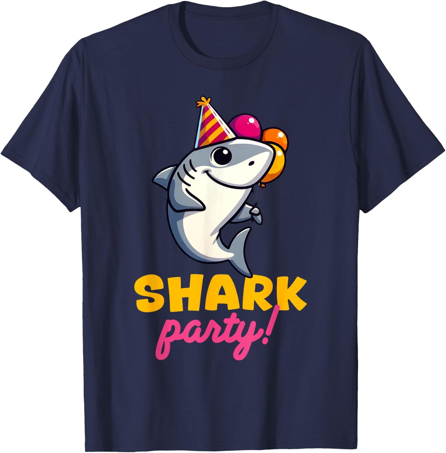 Cool Shark Party Birthday Beach Funny Shark Men Women Kids T-Shirt - T-Shirt | Navy