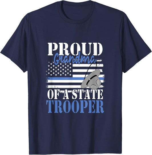 Proud Grandma of a State Trooper Police Officer Graduation T-Shirt - T-Shirt | Navy