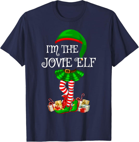 Matching Family Women Girls I'm The Jovie Elf Christmas T-Shirt - T-Shirt | Navy