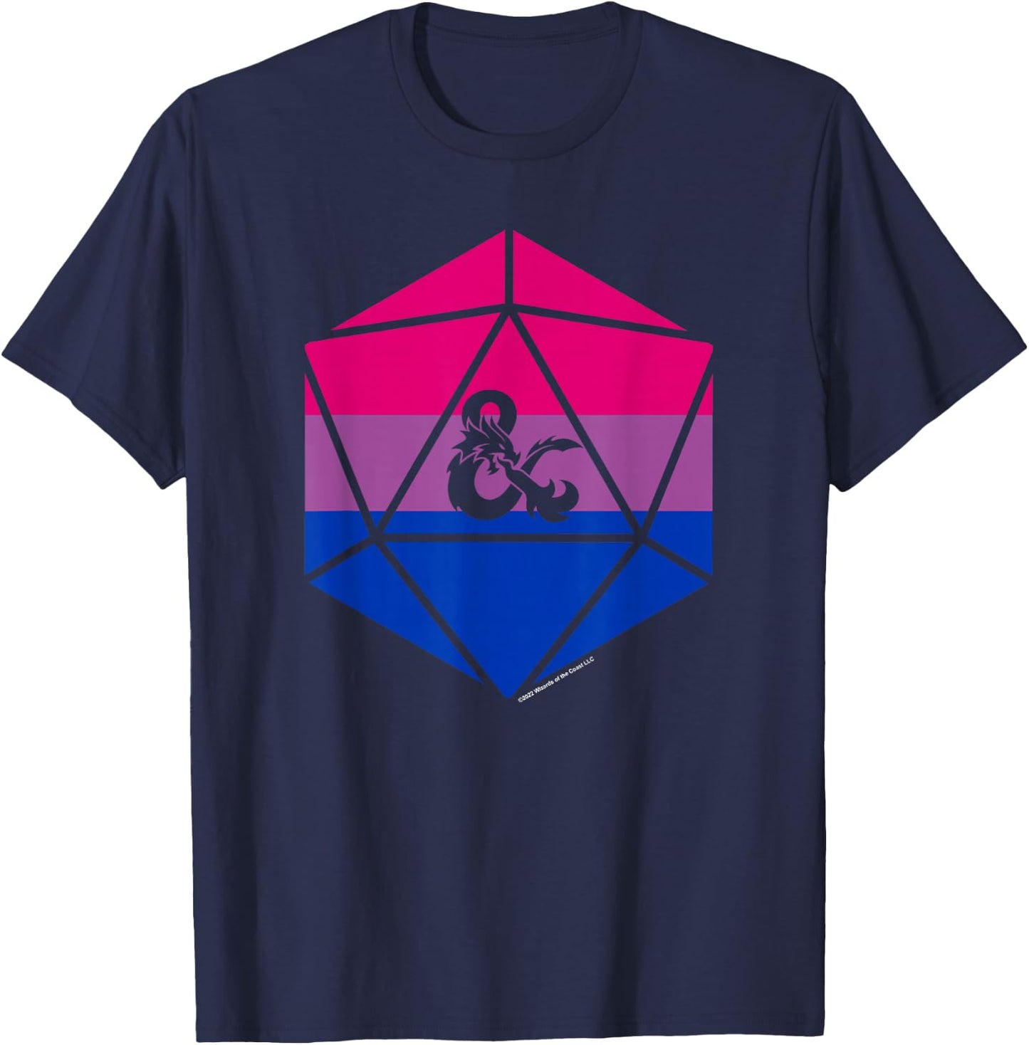 Dungeons & Dragons Bisexual Pride Flag Dice Logo T-Shirt - T-Shirt | Navy