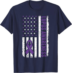 Lupus Awareness Shirt We Wear Purple for Lupus Awareness T-Shirt - T-Shirt | Navy