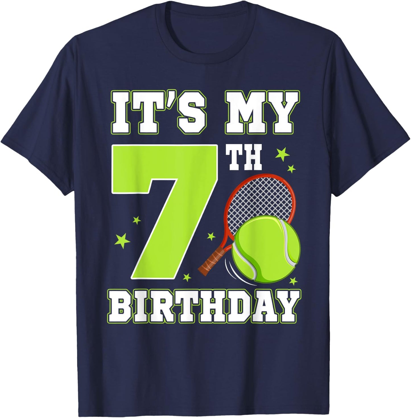 It's My 7th Birthday Tennis Themed 7 Year Old Party Kids T-Shirt - T-Shirt | Navy