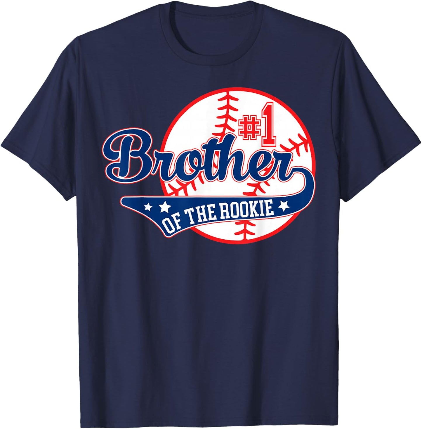 Brother of Rookie 1st Birthday Baseball Theme Matching Party T-Shirt - T-Shirt | Navy
