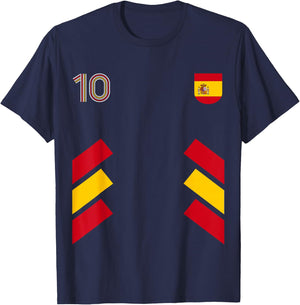 Retro10 Spain Football Spain Soccer Spain Flag T-Shirt - T-Shirt | Navy