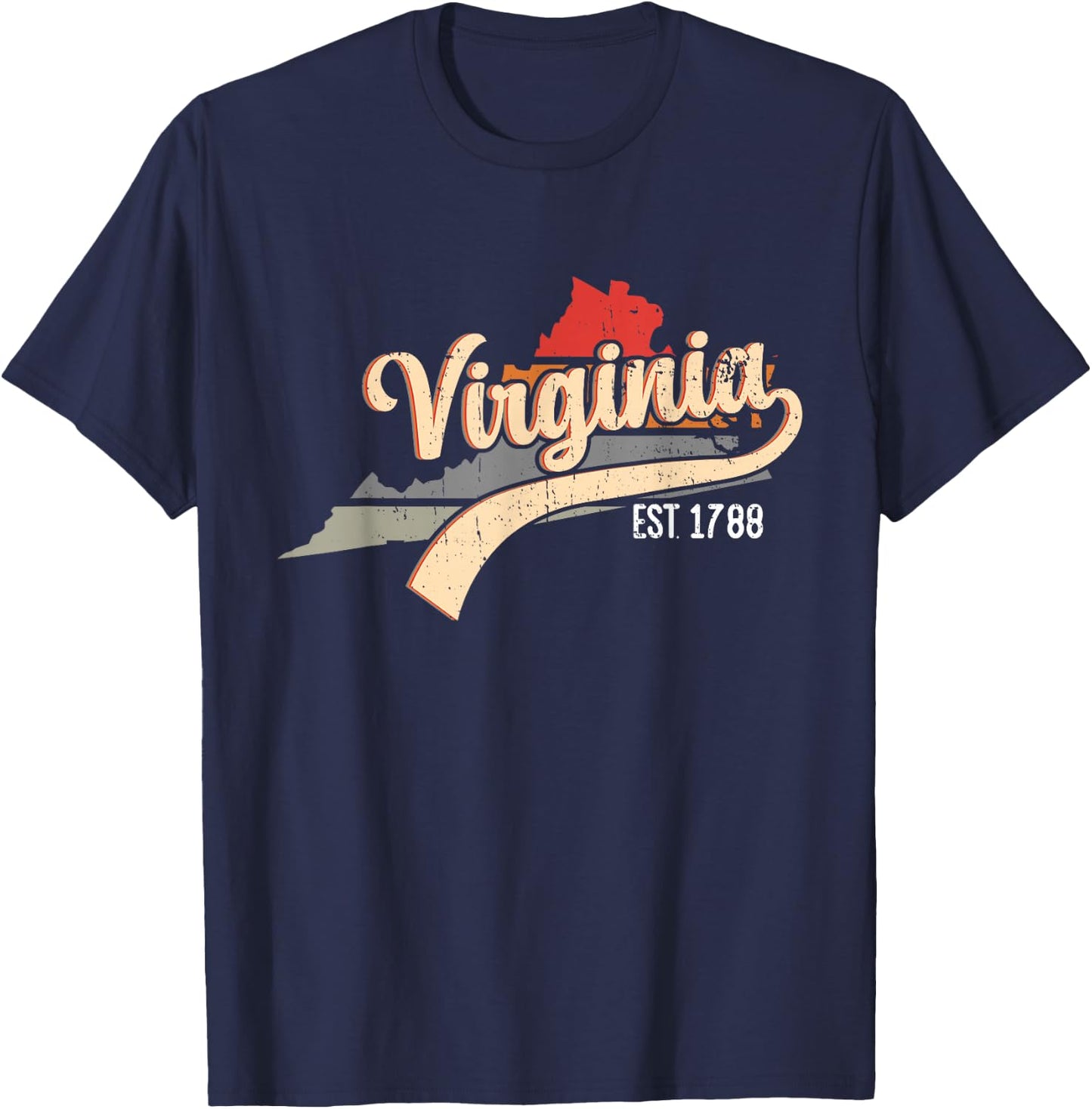 Virginia Home State VA Sunburst Vintage Retro Design T-Shirt - T-Shirt | Navy