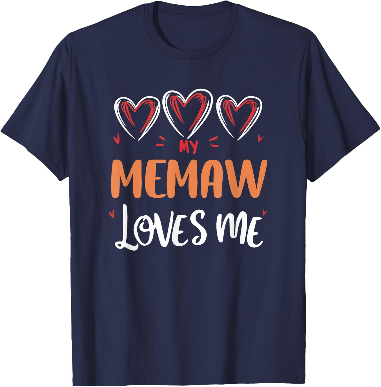 My Memaw Loves Me Grandkids Kids Grandma T-Shirt - T-Shirt | Navy