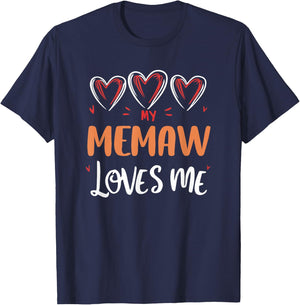 My Memaw Loves Me Grandkids Kids Grandma T-Shirt - T-Shirt | Navy
