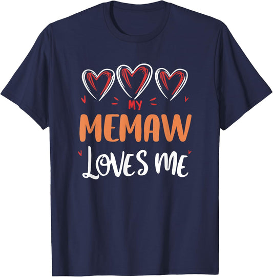 My Memaw Loves Me Grandkids Kids Grandma T-Shirt - T-Shirt | Navy