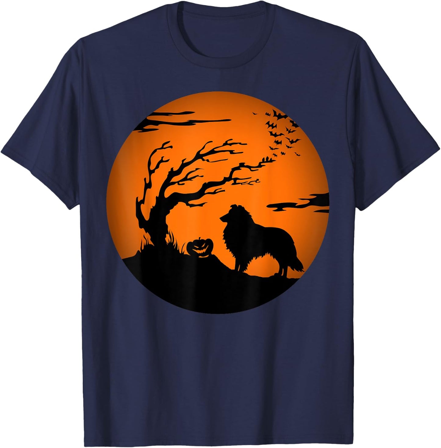 Rough Collie Halloween T-Shirt - T-Shirt | Navy