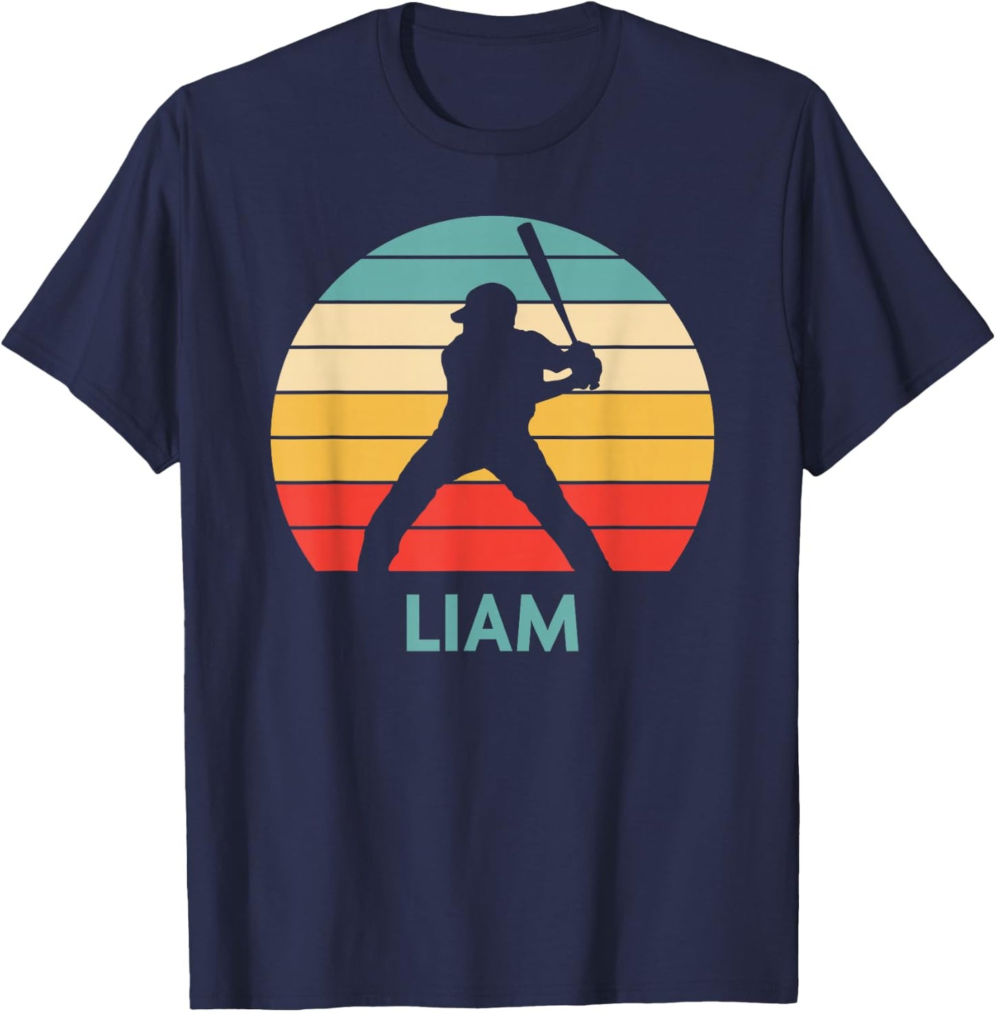 Liam Name Gift Personalized Baseball T-Shirt - T-Shirt | Navy