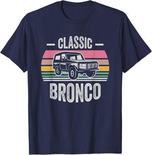 Classic Bronco Retro Style Graphic T-Shirt - T-Shirt | Navy