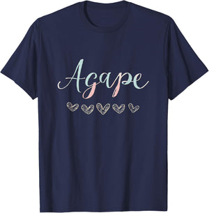 Agape Old Greek Christian Apparel Christian-Themed Black -Adults Small Straight Fit Round Neck Short Sleeve T-Shirt - T-Shirt | Navy
