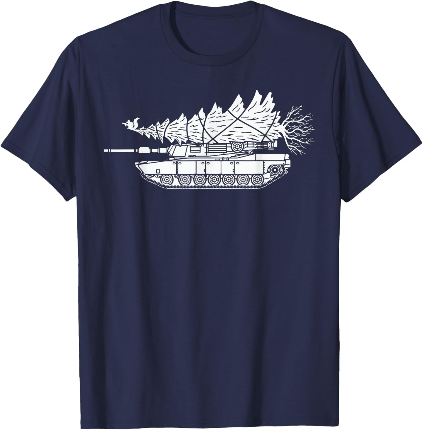 Tank Carrying Christmas Tree T-Shirt - T-Shirt | Navy
