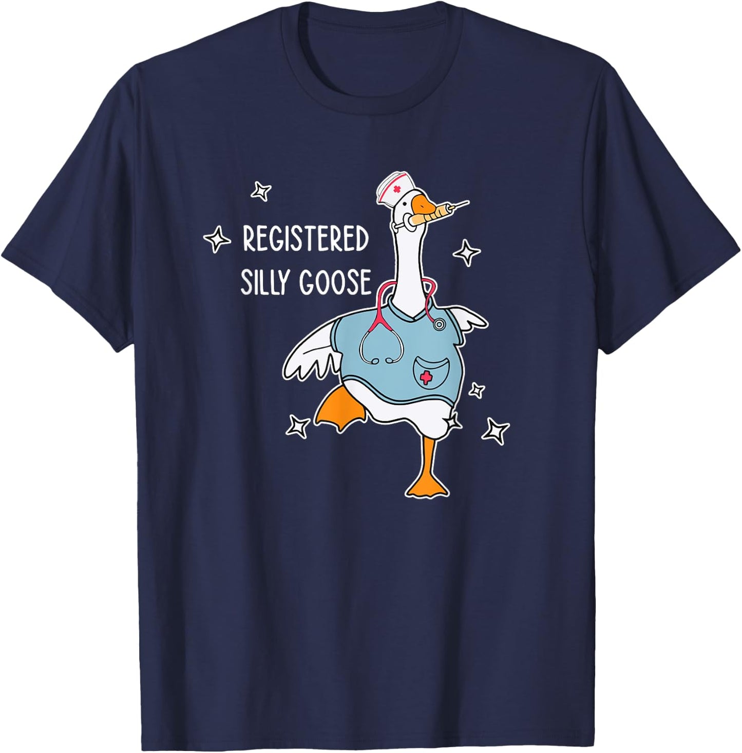 Nurse Registered Silly Goose Nursing School Black X-Small -Adults Short Sleeve T-Shirt - T-Shirt | Navy