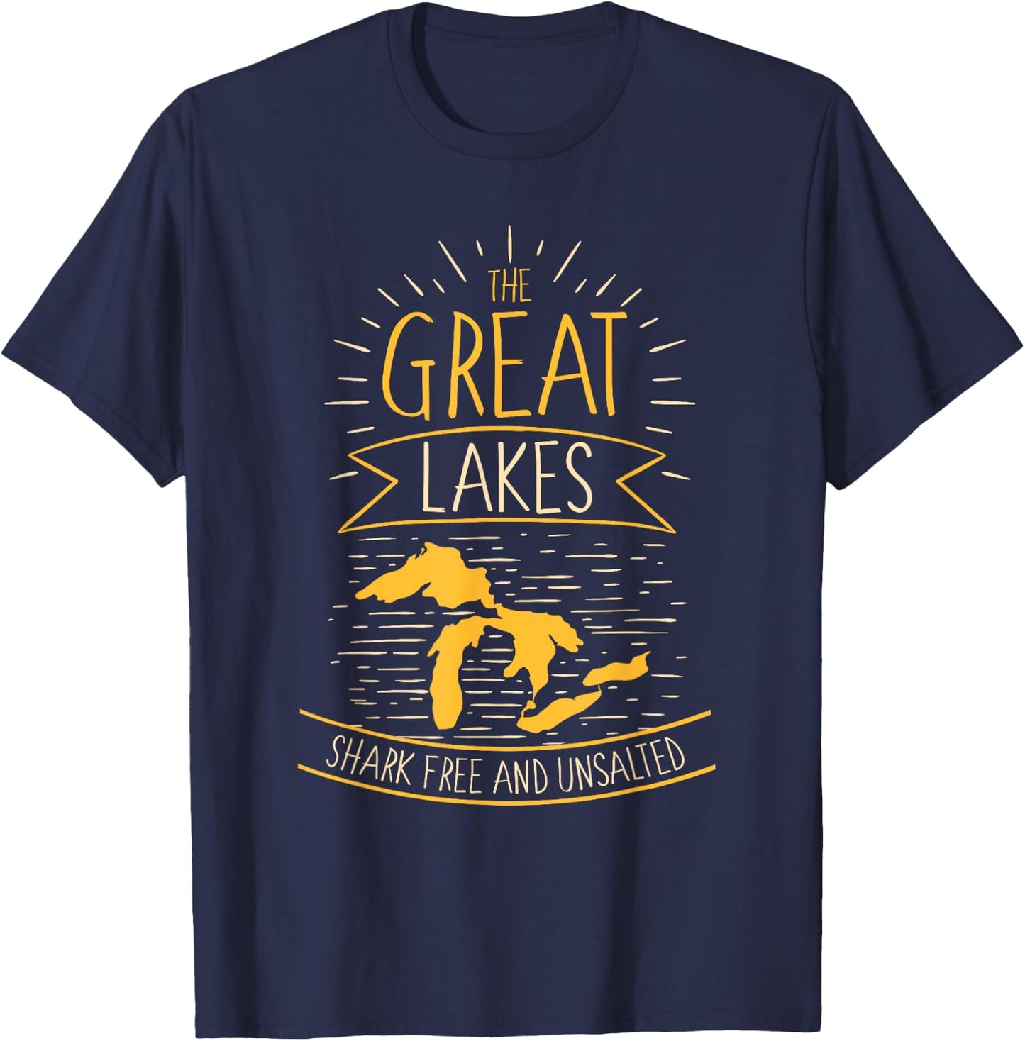 The Great Lakes Shark Free Unsalted Michigan Gift T-Shirt - T-Shirt | Navy