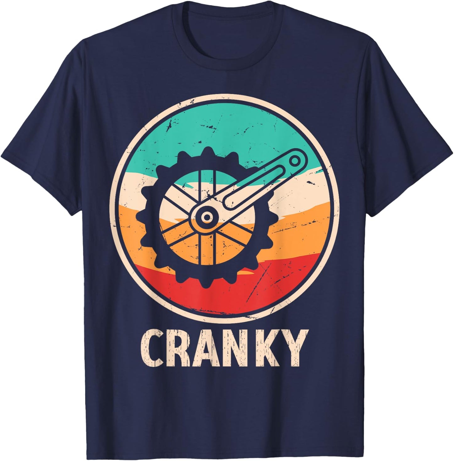 Funny Cyclist Cycling Bicycle Lover Cranky Vintage Retro T-Shirt - T-Shirt | Navy