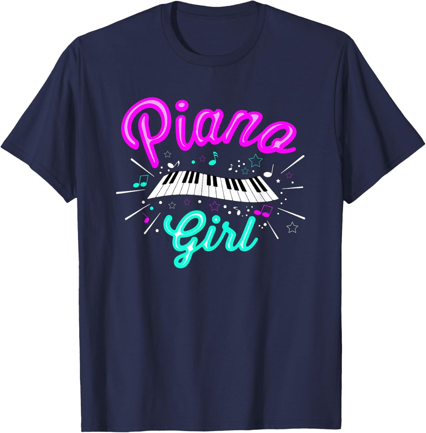 Piano Girl Funny Pianist Music Keyboardist Musician Outfit T-Shirt - T-Shirt | Navy