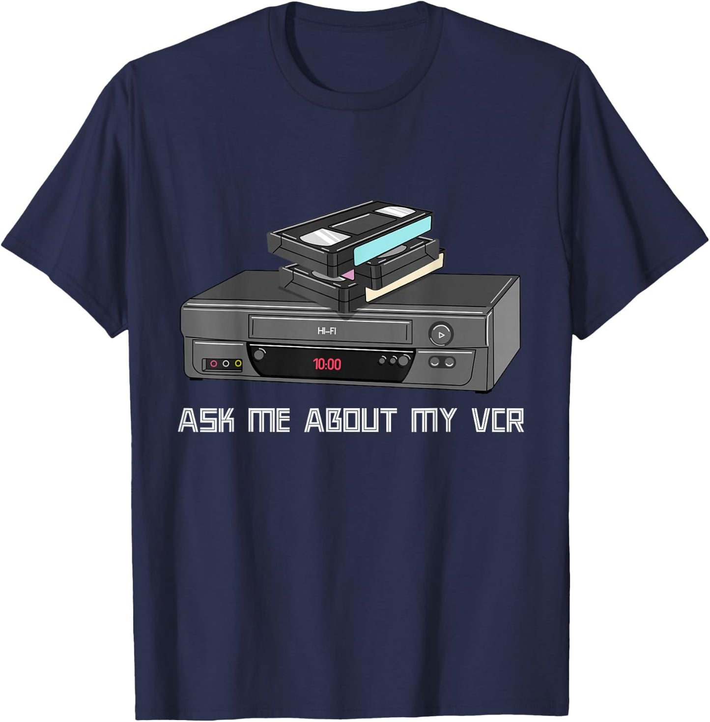 Funny VHS Cassette Tapes 1980s VCR Video Retro T-Shirt - T-Shirt | Navy