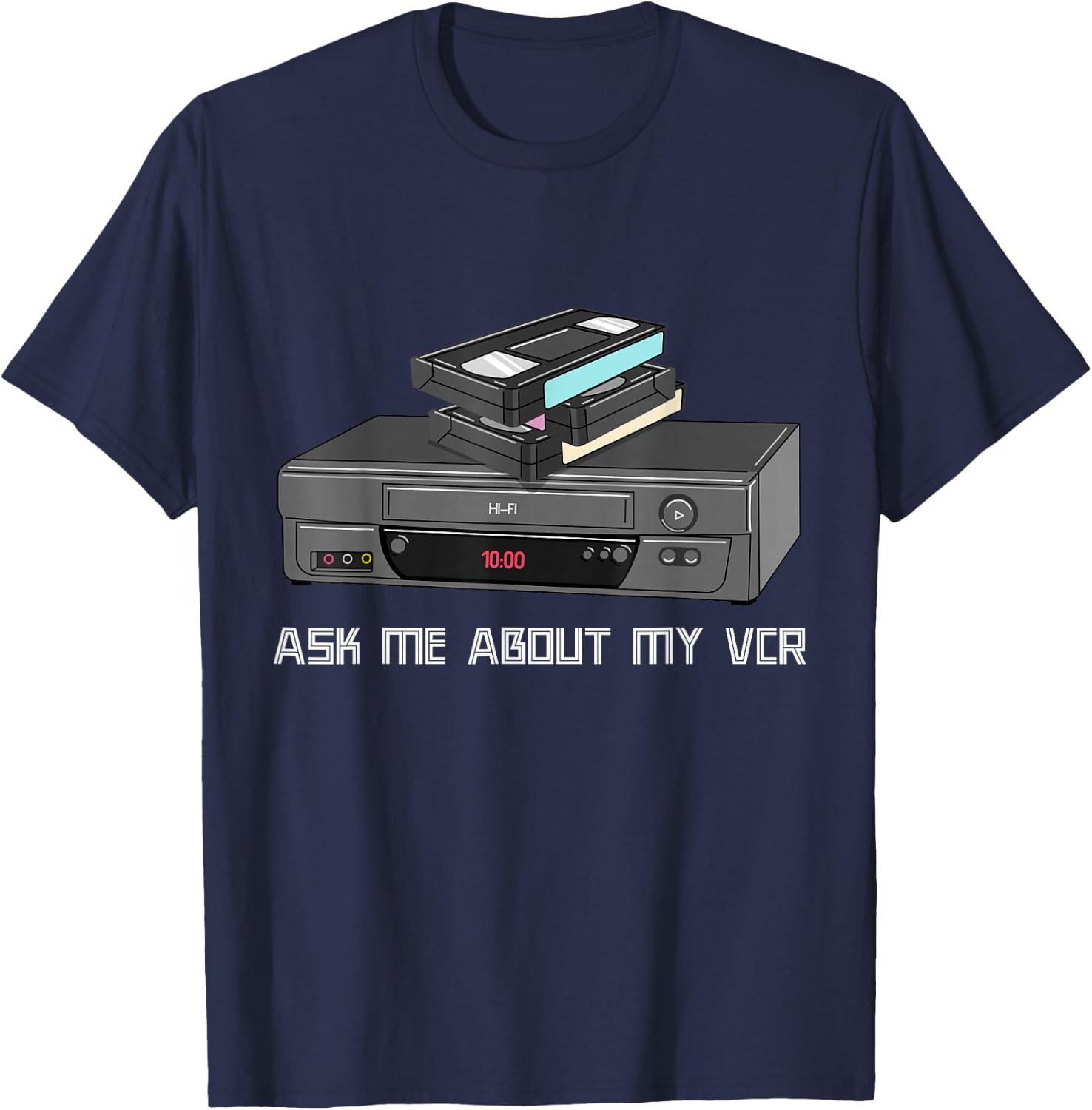 Funny VHS Cassette Tapes 1980s VCR Video Retro T-Shirt - T-Shirt | Navy