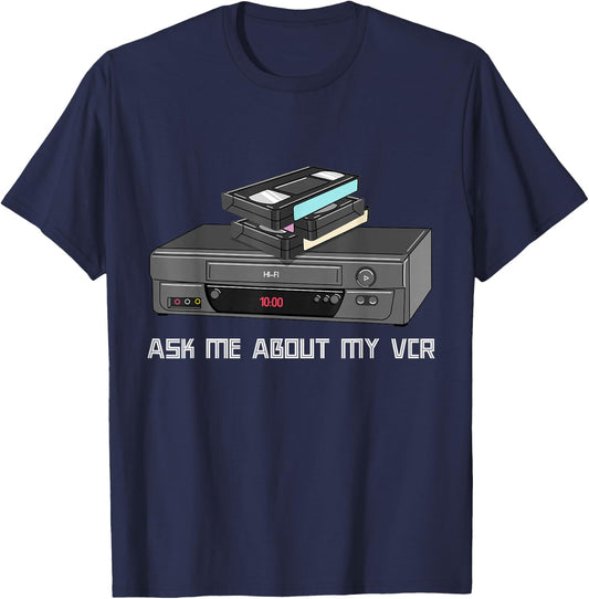 Funny VHS Cassette Tapes 1980s VCR Video Retro T-Shirt - T-Shirt | Navy
