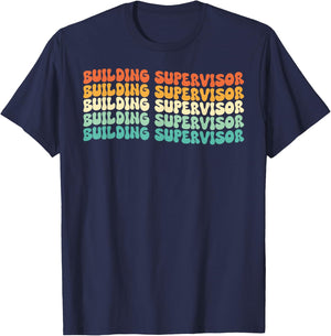 Groovy Building Supervisor Job Title T-Shirt - T-Shirt | Navy