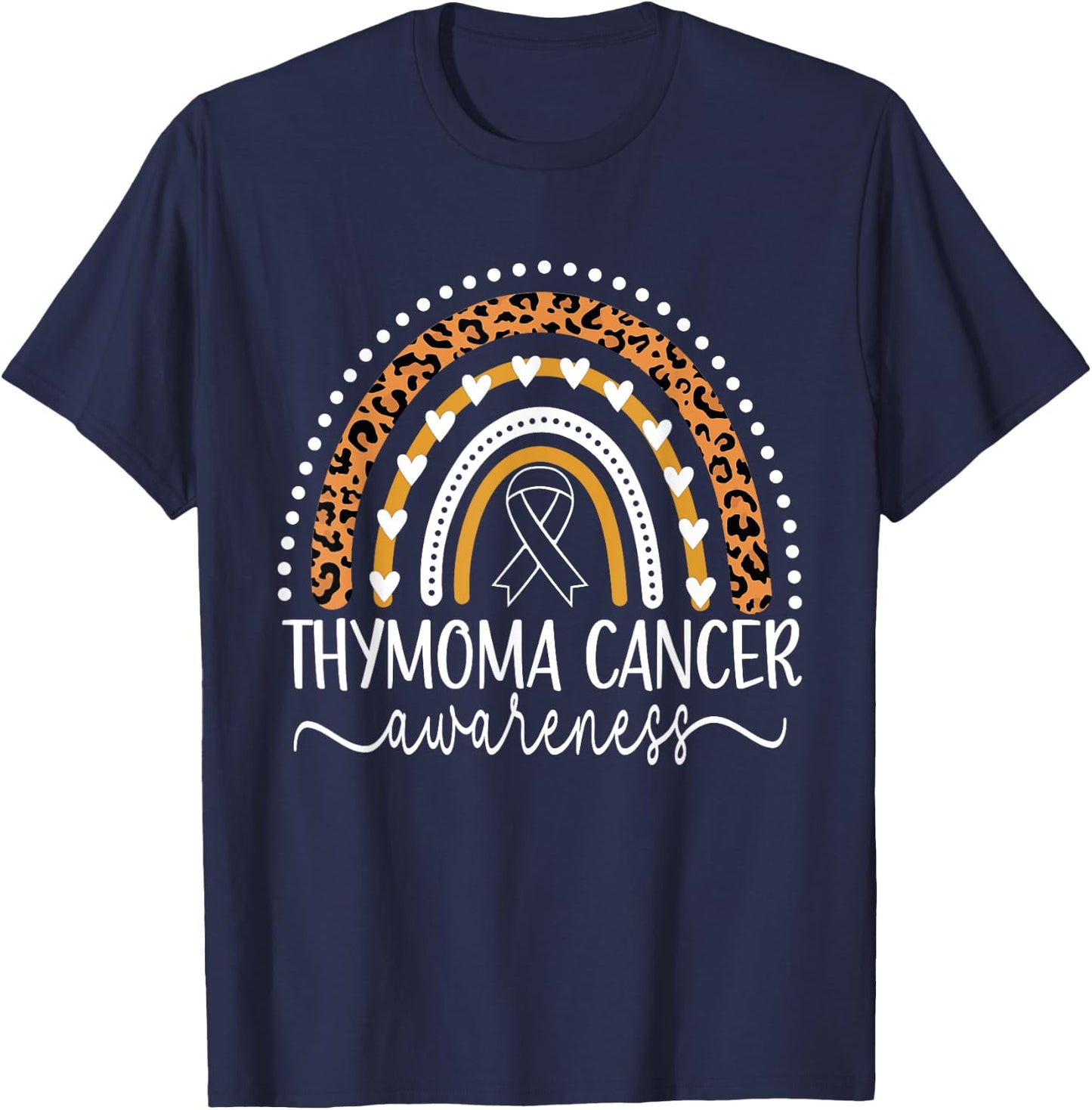 Wear Purple Thymoma Cancer Awareness Leopard Rainbow T-Shirt - T-Shirt | Navy