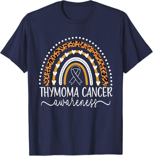 Wear Purple Thymoma Cancer Awareness Leopard Rainbow T-Shirt - T-Shirt | Navy