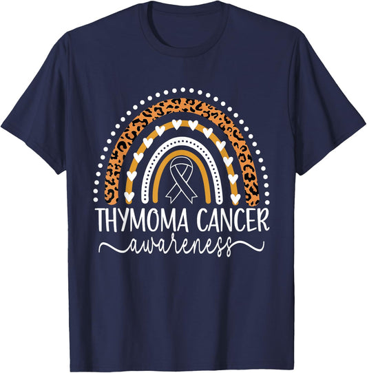 Wear Purple Thymoma Cancer Awareness Leopard Rainbow T-Shirt - T-Shirt | Navy