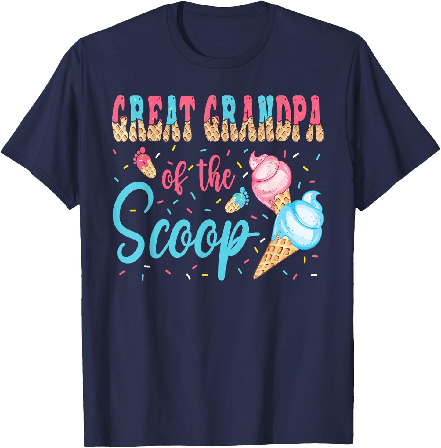 Great Grandpa Of The Scoop Ice Cream Baby Shower T-Shirt - T-Shirt | Navy