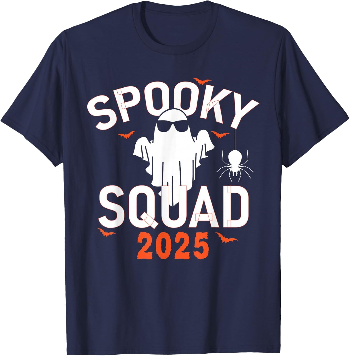 Spooky Squad 2025 Scary Halloween Bat Boo T-Shirt - T-Shirt | Navy