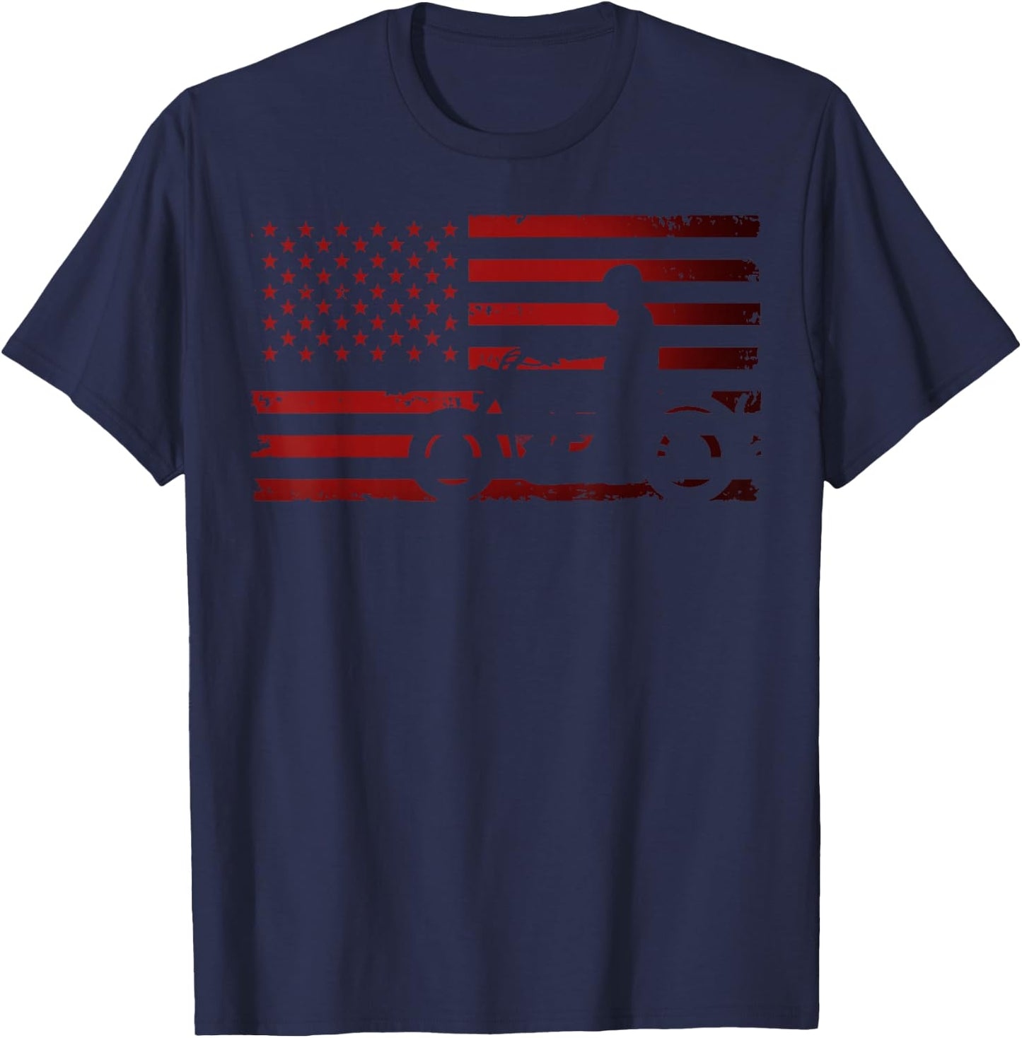 American Flag Motorcycle Biker Chopper T-Shirt - T-Shirt | Navy