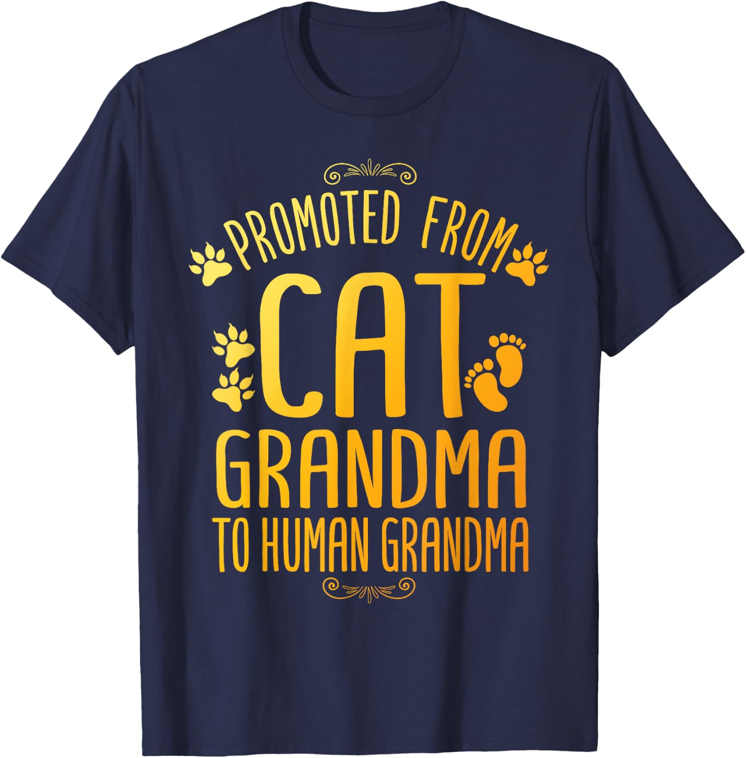 Cool Promoted To Grandma For Mom New Grandmother Cat Grandma Men Women Kids T-Shirt - T-Shirt | Navy