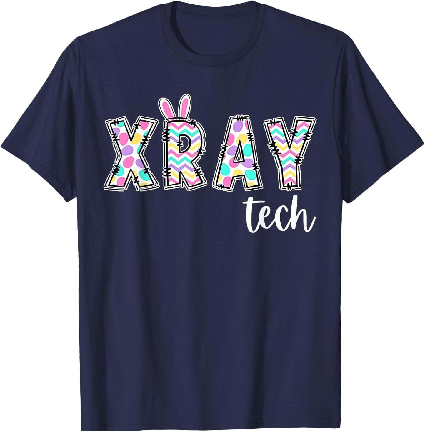 Retro Xray Tech Bunny Easter Radiologic Technologist T-Shirt - T-Shirt | Navy