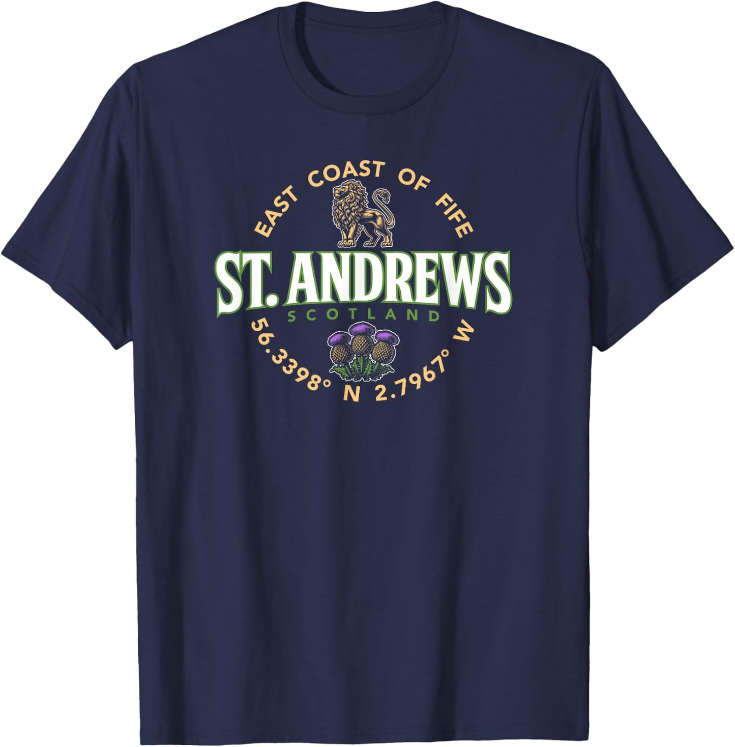 St. Andrews Scotland Coordinates Label T-Shirt - T-Shirt | Navy