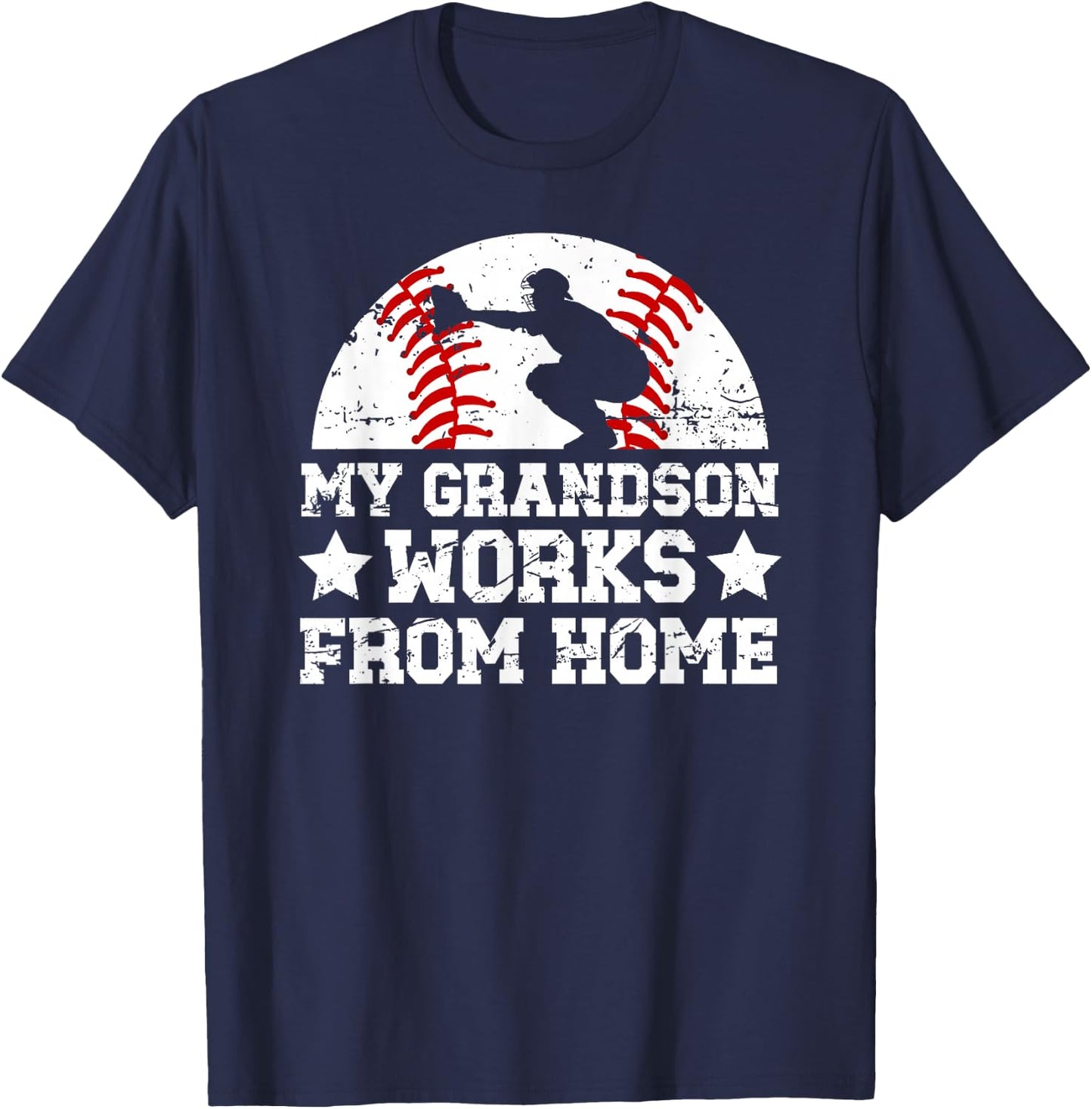 My Grandson Baseball Catcher Grandpa Of A Baseball Catcher T-Shirt - T-Shirt | Navy