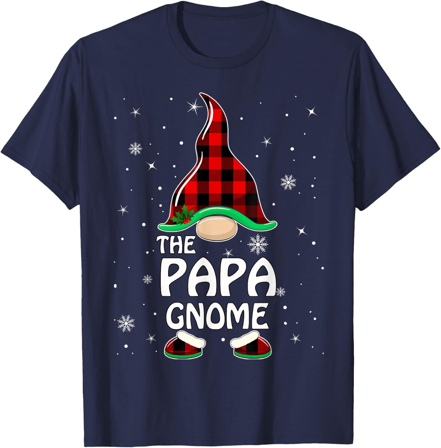 Papa Gnome Buffalo Plaid Matching Family Christmas Pajama T-Shirt - T-Shirt | Navy