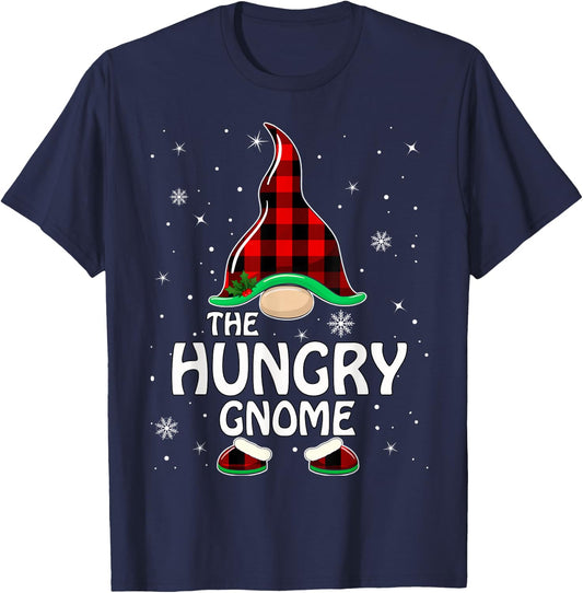 Hungry Gnome Buffalo Plaid Matching Family Christmas Pajama T-Shirt - T-Shirt | Navy