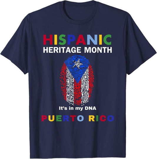 Puerto Rico. Its in my DNA. Puerto Rico. Hispanic Heritage. T-Shirt - T-Shirt | Navy