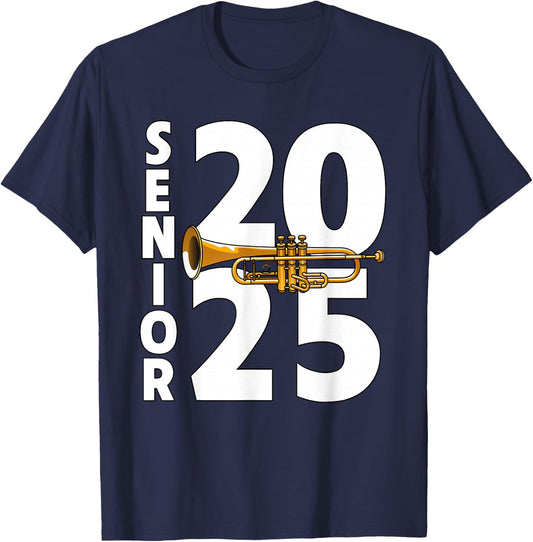Trumpet Player Senior Class of 2025 Marching Band Student T-Shirt - T-Shirt | Navy