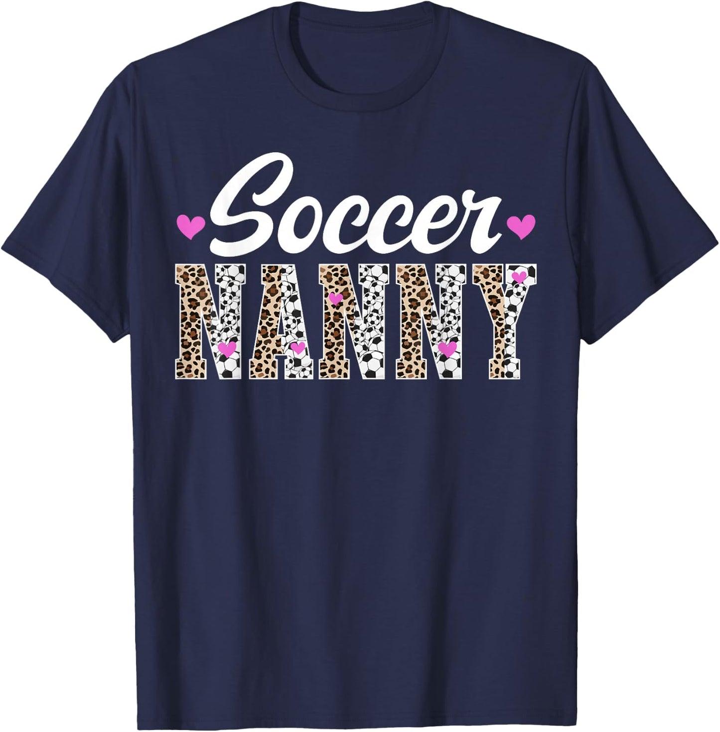 Soccer Nanny Of A Soccer Player Nanny Grandma Leopard T-Shirt - T-Shirt | Navy