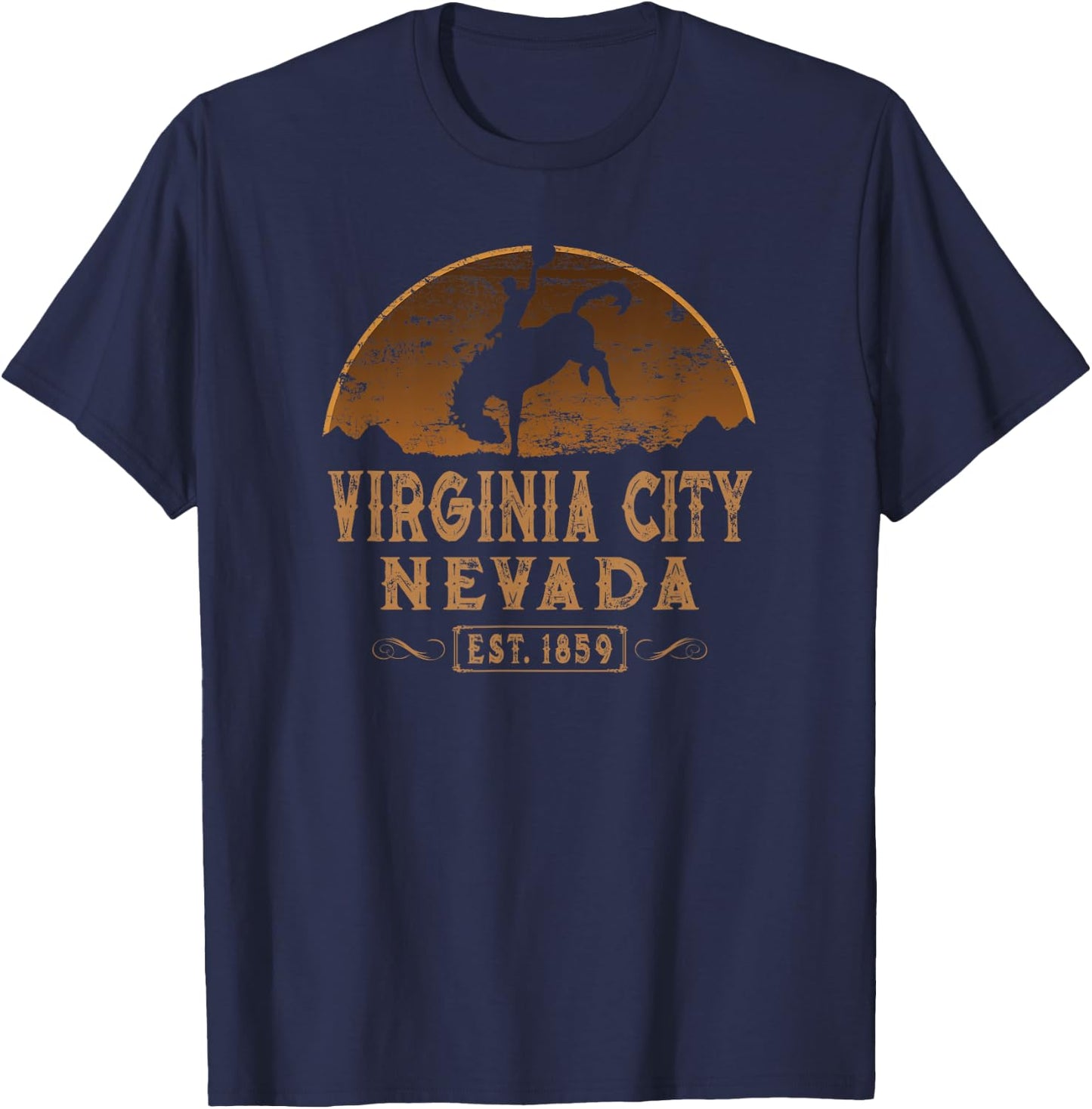 Virginia City, Nevada NV Wild West Rodeo Cowboy T-Shirt - T-Shirt | Navy